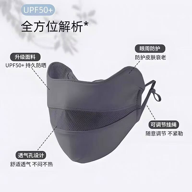 防晒口罩女高颜值2026新款护眼角骑行遮阳全脸面罩冰丝夏 UPF50+【深空灰】护眼周