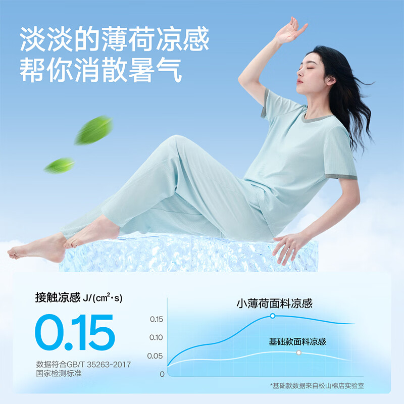 松山棉店薄荷罗纹睡衣男女短袖带胸垫家居服套装情侣凉感抑菌可外穿家居服 【女 I 不带杯 I 短袖长裤】深紫 L （165） 推荐 女士110-125斤、男士140-155斤