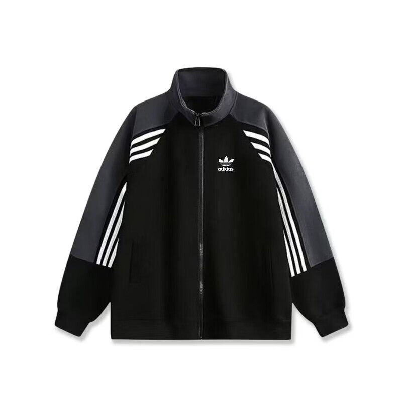 Y-3春秋季新款男女三叶草同款运动夹克立领开衫休闲卫衣情侣 黑色三叶 2XL (170-195)斤