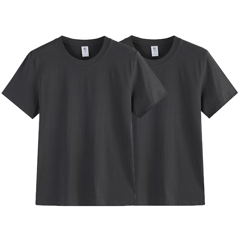 尺度保罗【2件装】短袖T恤夏季重磅100%纯棉半袖t恤小白T恤男圆领打底衫 杏色+杏色 3XL 推荐160-180斤