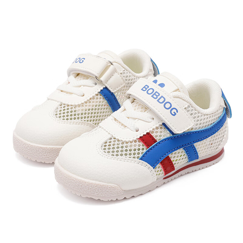 巴布豆童鞋秋季男宝宝儿童学步鞋夏款软底轻便2025新款女童机能鞋 米/皇家蓝（单网）62074 23 适合脚长13.8cm