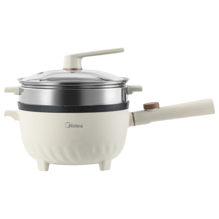 美的（Midea）电炒锅 电煮锅 电蒸锅电火锅 宿舍易收纳多功能一体炒菜电蒸锅3.5L不沾一体电煮锅 HGE2515 配蒸笼