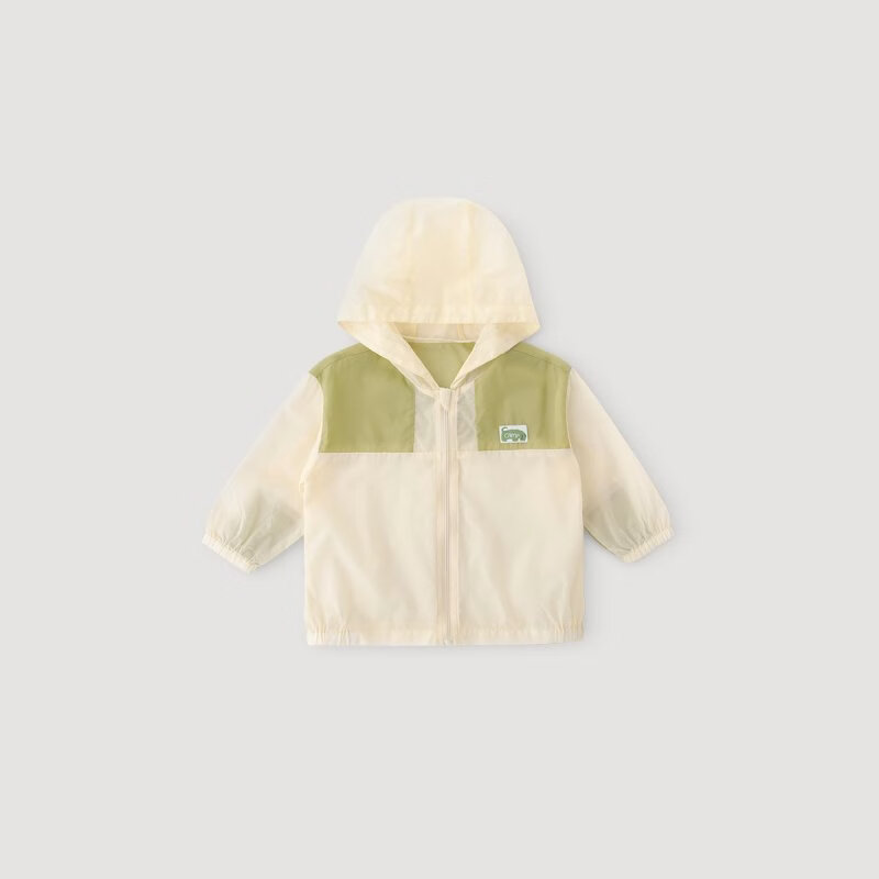 巴厘小猪宝宝外套春秋男童长袖连帽开衫女童夏季长袖薄款空调服儿童上衣 米黄 90