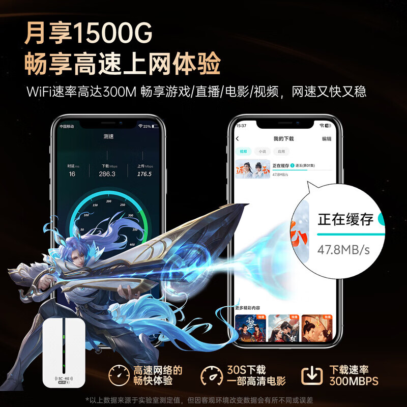 小叮讯随身wifi2026新款5g三网通用月享1500G流量全国通用免插卡终生质保无线移动网络随身wifi6高速随行 【升级版】3000毫安大电池+1500G流量 网速可达150M 不限速不虚标 支持32人共享