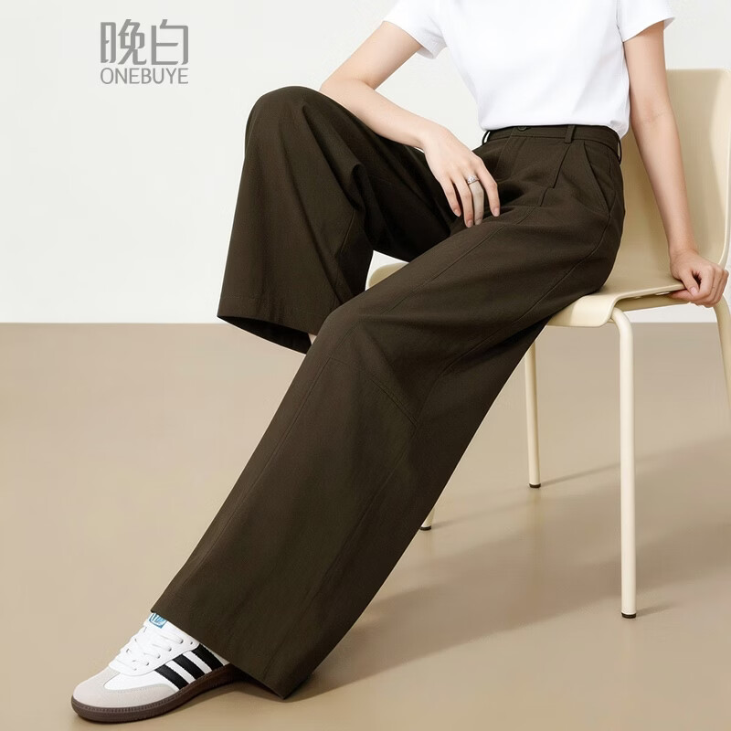 晚白【新品】2026年春款时尚高腰全包边山本裤半松紧舒适显瘦镰刀裤女 深咖色 27