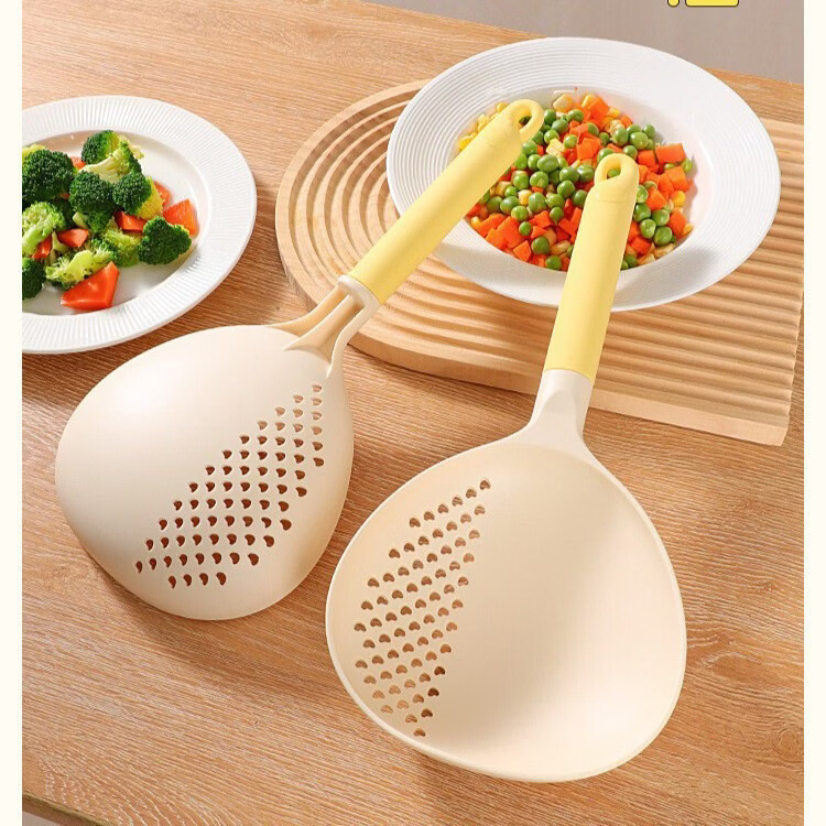洋臣多功能滤勺家用长柄汤漏勺二合一加大捞勺厨房漏勺汤勺一体耐高温 二合一捞面勺颜色随机发【2个】
