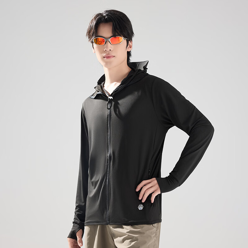 BEUNASLOER夏季新款防晒衣男女冰丝防晒服男防紫外线大帽檐防晒外套 男黑色 M 京东折扣/优惠券