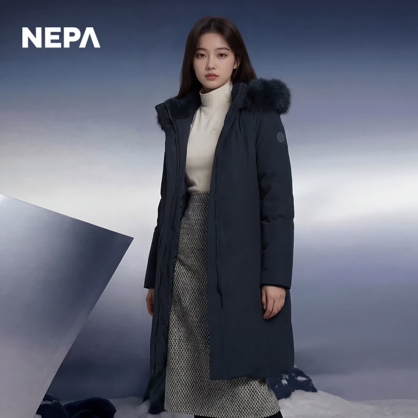NEPA耐葩秋冬户外女士长款防风保暖鸭绒羽绒服CJ82075 深藏青色M04 M (100) 170/92A