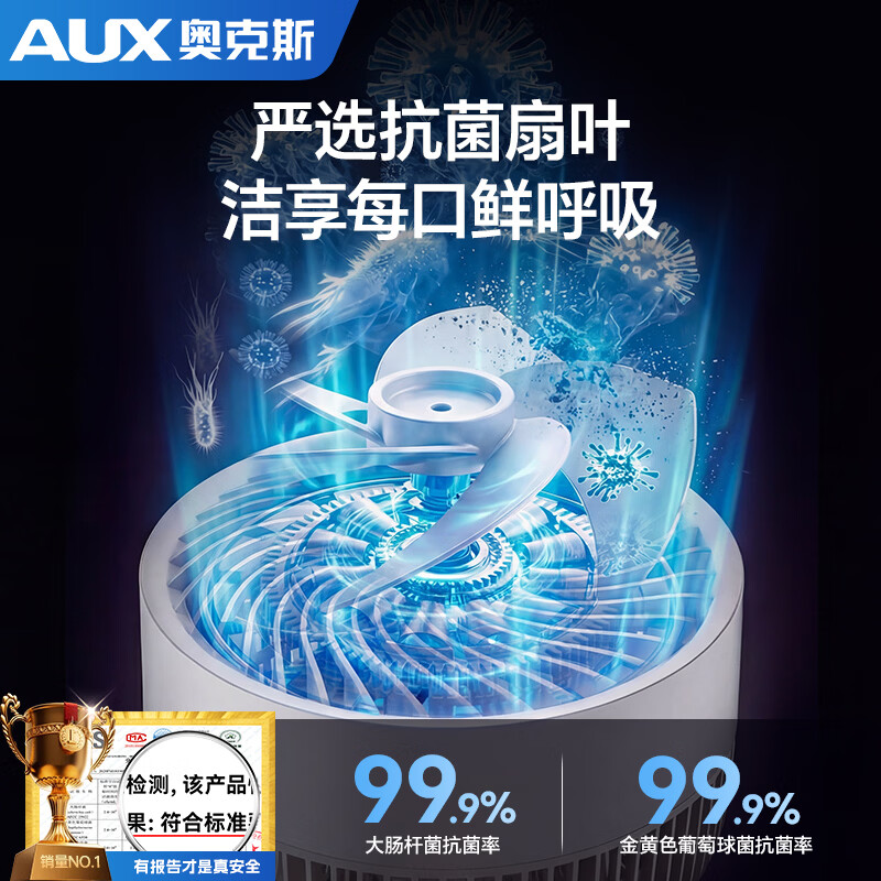 奥克斯【官方旗舰丨净化驱蚊】空气循环扇电风扇智能遥控驱蚊3D长送风轻音节能落地自动摇头家用卧室厨房 【机械款】轻音柔风丨自动摇头丨抗菌扇叶