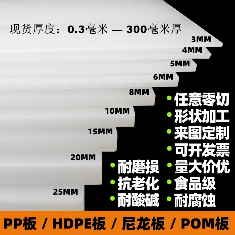 ALPP板PA66尼龙板块POM板超耐磨塑料板HDPE板聚乙烯板UPE板加工定制 【白色】2mm 1米*2米（卷发） 京东折扣/优惠券