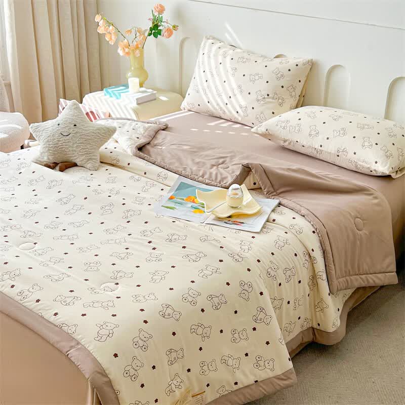 软贝A类夏凉被 混纺棉花被 空调被可机洗纤维被子被芯夏季午睡盖被 小熊博士 180x200cm单夏被