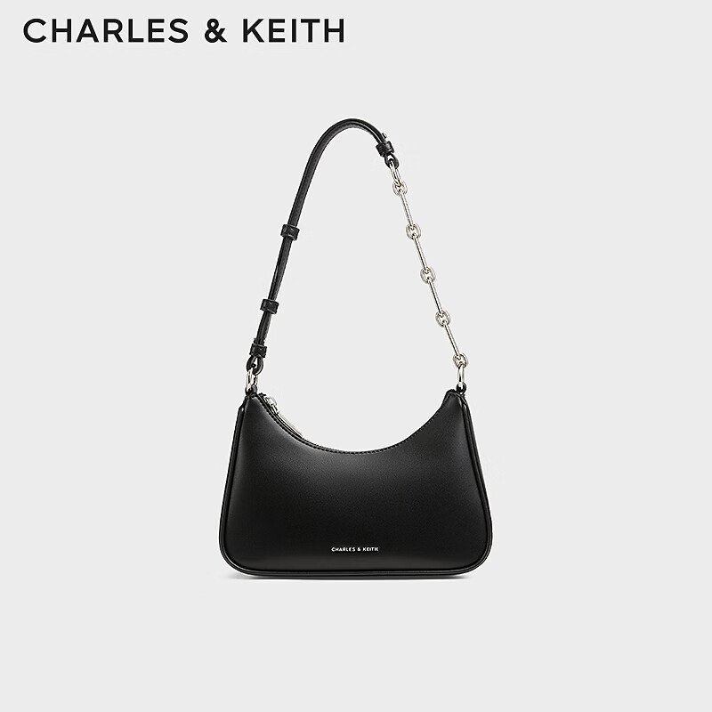 CHARLES&KEITH拉链简约通勤轻便链条腋下包生日礼物送女友CK2-20271604 Noir黑色 S
