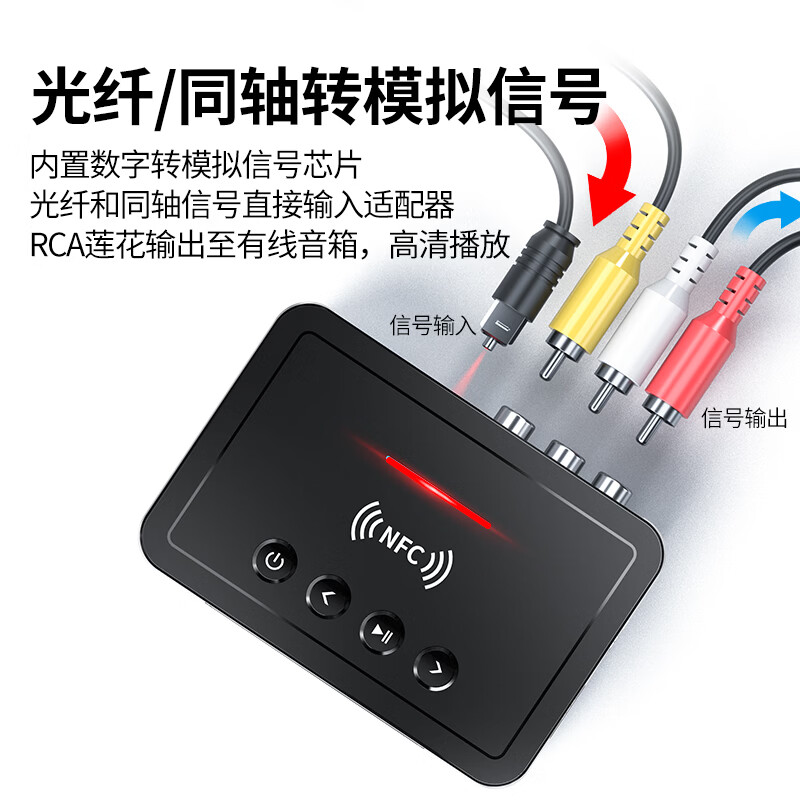 雷翼(RAYEE)蓝牙适配器5.4数显式NFC蓝牙接收器发射器FM三合一无损U盘TF卡播放电视电脑改装模块 旗舰版【数显+遥控器+NFC功能】送线材套装