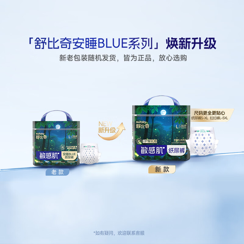 舒比奇（Suitsky）【未检出甲酰胺】安睡BLUE夜用拉拉裤敏感肌尿不湿轻薄透气防红臀 拉拉裤XXXL码20片【≥15kg】