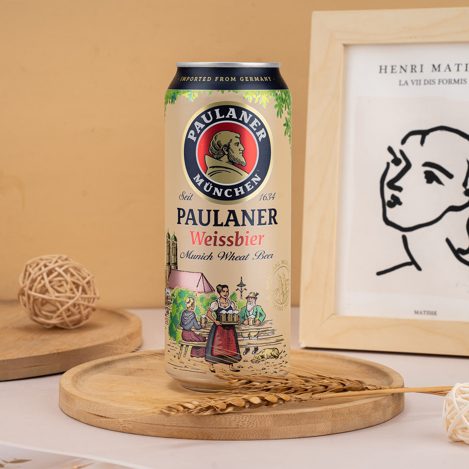 保拉纳（Paulaner）德国进口柠檬拉德小麦柏龙啤酒聚会畅饮麦香浓郁全麦精酿啤酒 柏龙白啤小麦啤酒（WM） 原装进口：500ml*4罐