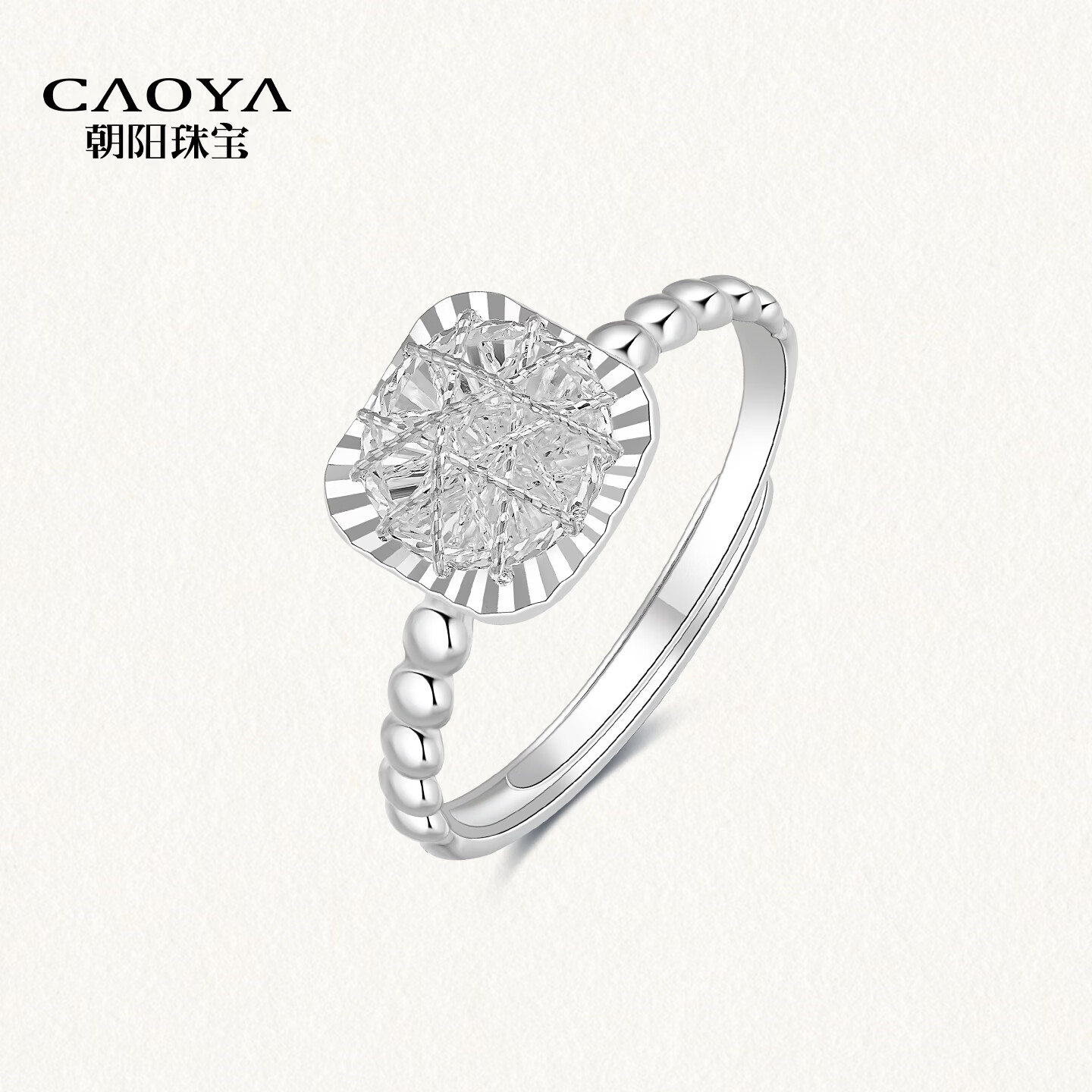 朝阳珠宝银戒指足银999纯银小方糖戒指开口女款送女友老婆纪念日生日礼物 【999银】方糖戒指-开口可调节