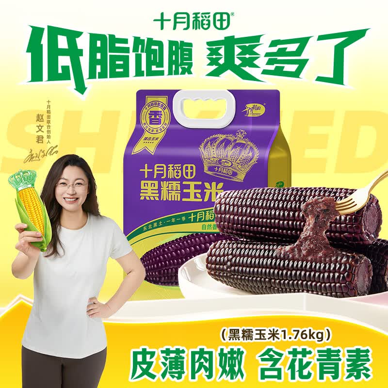 十月稻田 黑糯玉米1.76kg（220g*8根）东北玉米 含花青素 1.76kg*1袋