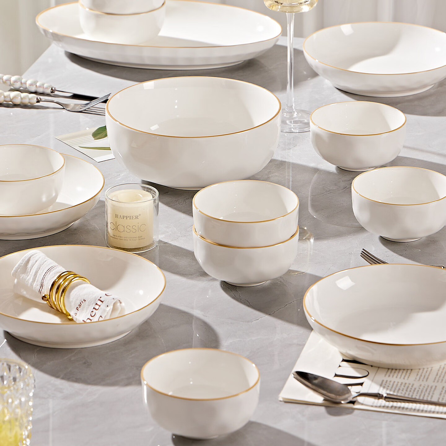 咏幻碗碟套装家用2026新款高级感餐具碗盘套装乔迁新居碗具碗筷简约 【四人食基础配置】4人19件套