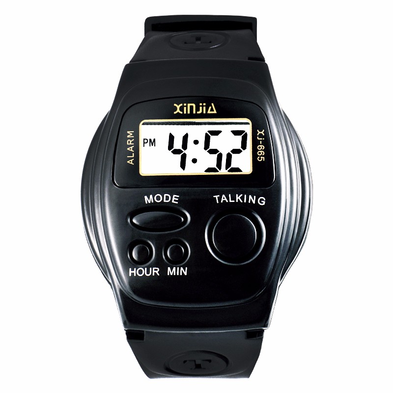 信佳（xinjia）一键语音报时手表 中老人电子表盲人报时表 多功能腕表器XJ-662 黑色 665