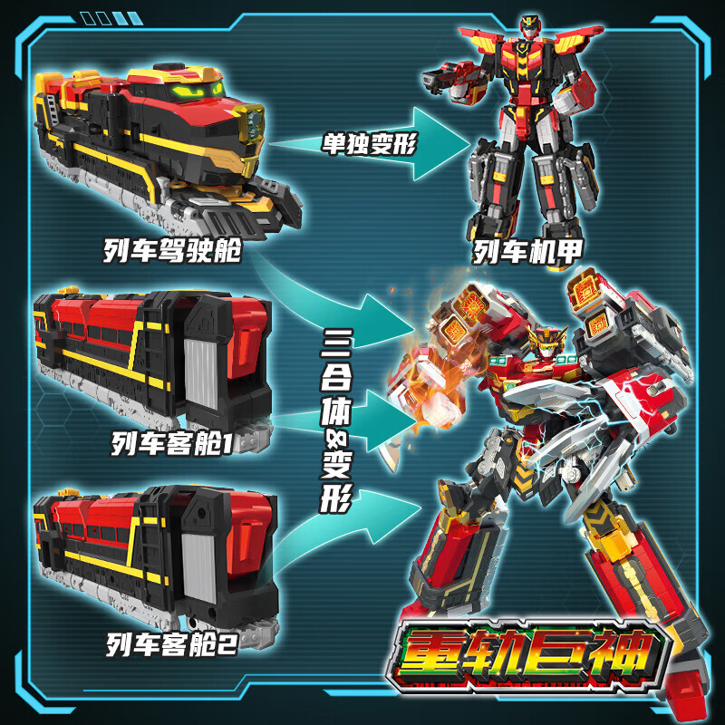 展高（JUMPGO）炫卡斗士3重轨巨神正版变形机器人玩具汽车机甲模型儿童男孩礼物 炫卡斗士-澄卡斗士 - 重轨巨神27513