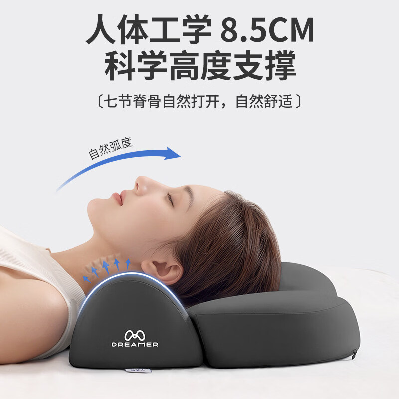 知梦人颈椎枕助睡眠枕头枕芯成人记忆棉反弓脊椎枕减压枕 组合枕远离富贵包天空蓝
