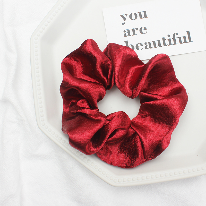 发圈大肠圈vintage丝绸网红少女丸子头绳发带sn44 宋妍霏同款红色发圈