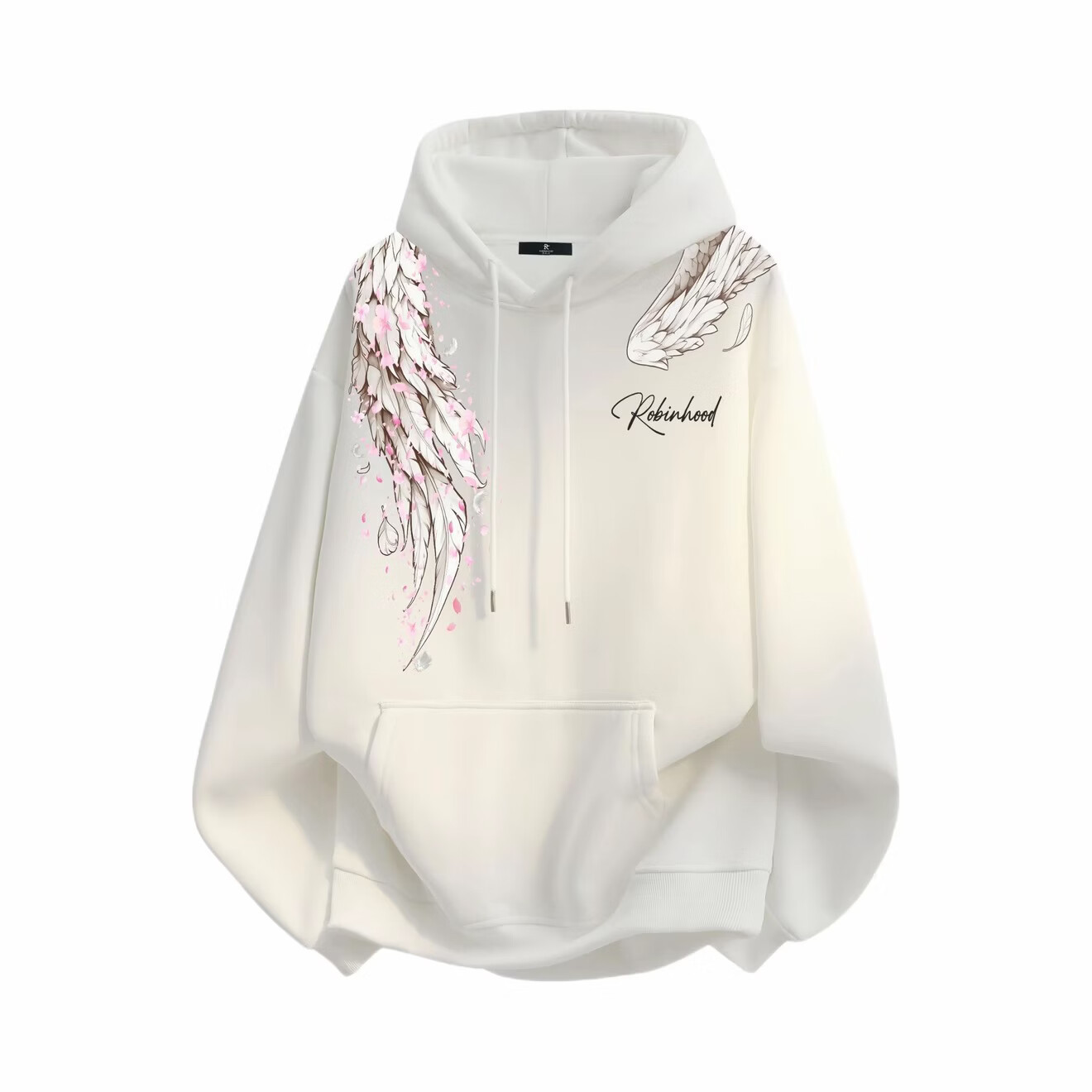 ROBlN HOOD 套头印花亲肤连帽长袖卫衣 RWYLL232-2503-02 白 2XL