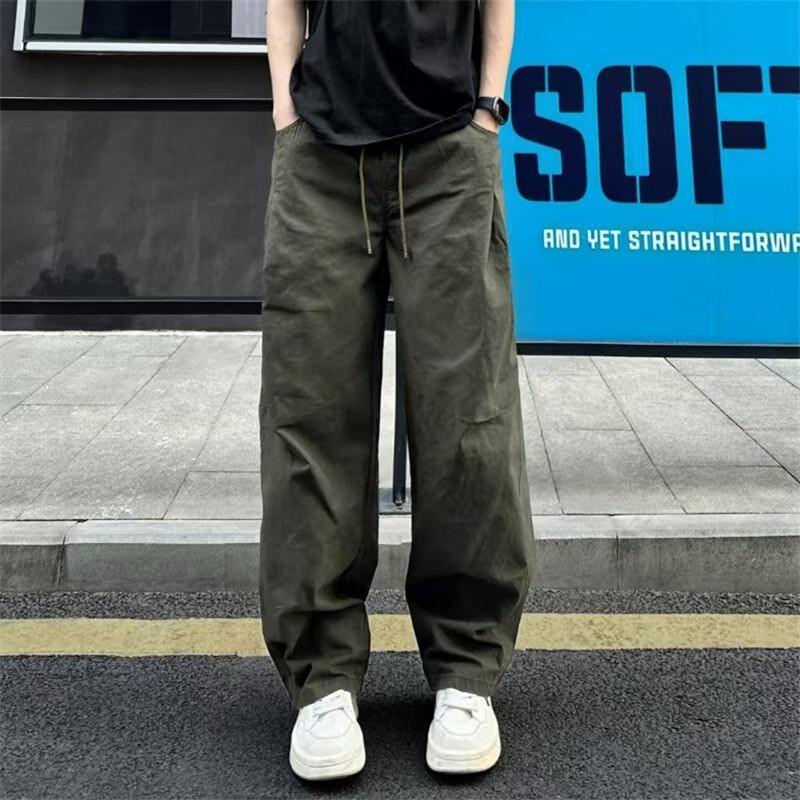 【轻奢百搭】休闲裤气质潮流原宿时尚百搭新款流行美式复古裤wwh 军绿色 L 【120-140斤】