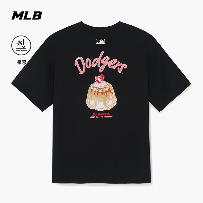 MLB官方 男女同款潮流百搭夏日甜品印花凉感T恤26春季新款TSN62 洛杉矶道奇队/黑色 M