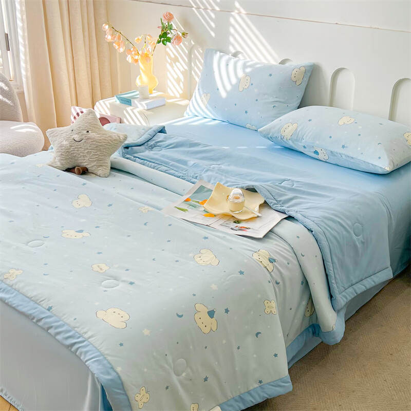 软贝A类夏凉被 混纺棉花被 空调被可机洗纤维被子被芯夏季午睡盖被 星月小狗 150cm*200cm单夏被