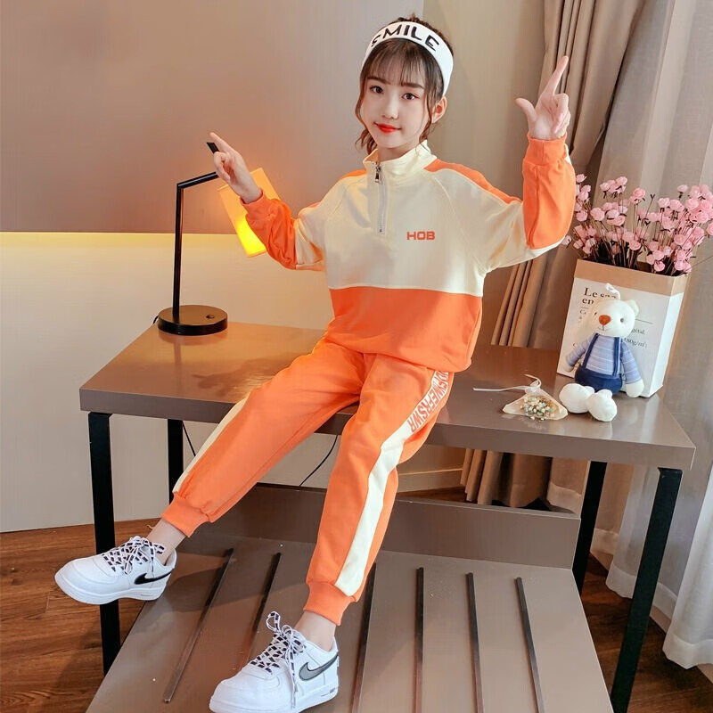 dai)女童套装春秋新款中大儿童卫衣 束脚运动裤3-9岁小女孩学生两件套