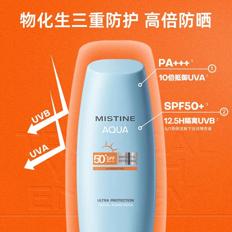 MlSTlNE泰国版小黄帽防晒乳霜乳男女士水润清爽学生户外军训防水 泰国进口版 40ml*2瓶