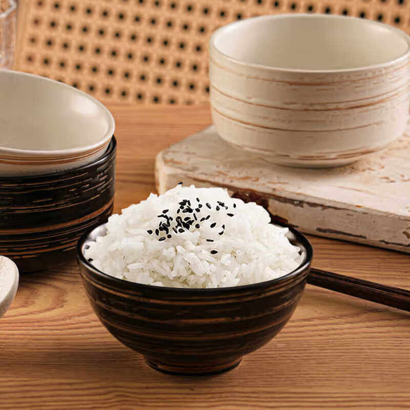 日式碗感陶瓷米饭碗吃饭碗汤碗家用餐具碗碟调料碗小碗 4.5寸直边米碗B款-白昼