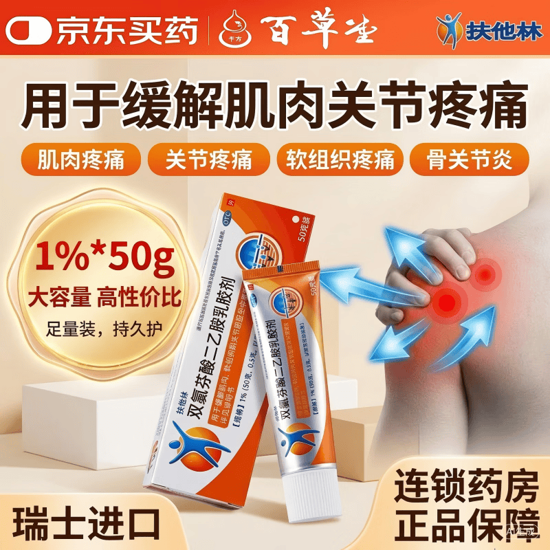 [扶他林]双氯芬酸二乙胺乳胶剂 1%*50g 1盒装