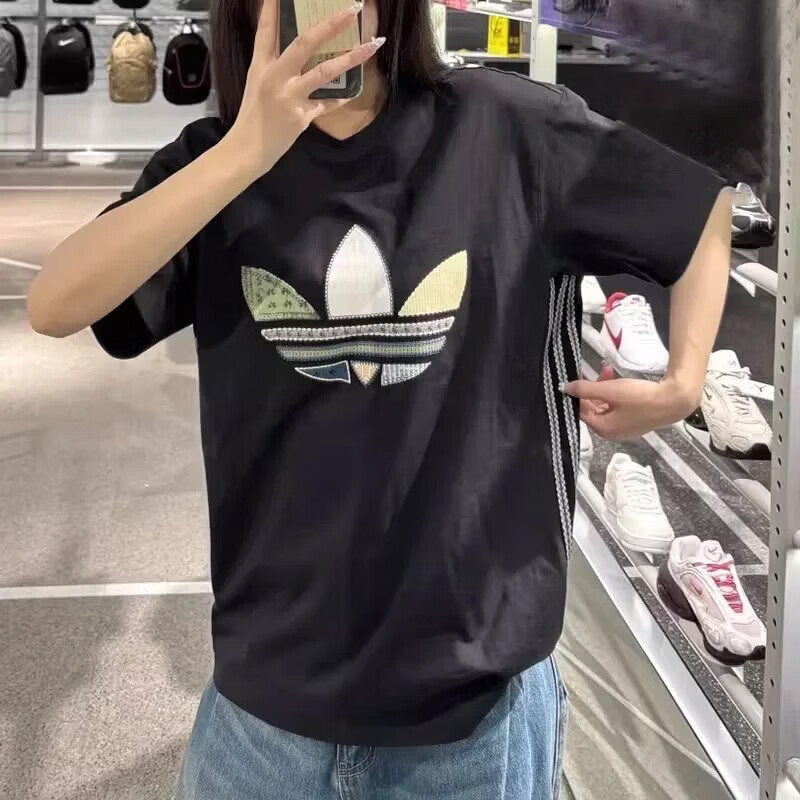 阿迪达斯（adidas）三叶草 t恤男2026春季新款潮流logo黑色百搭休闲上衣宽松运动短袖 KW5671 M