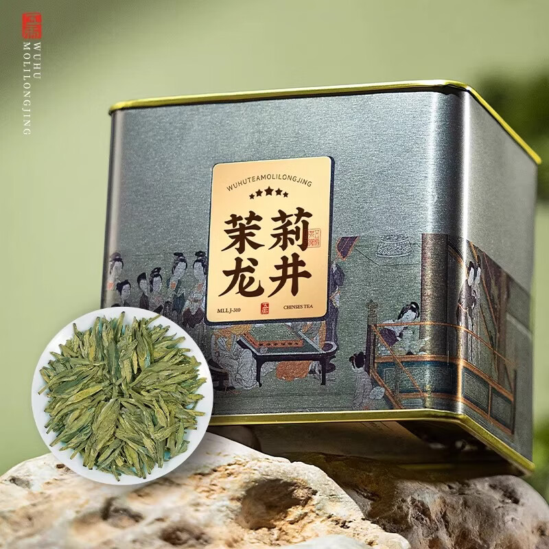 五虎明前碧螺春高山云雾绿茶茶叶自己喝浓香型高山茶春茶袋装散茶 茉莉龙井 180g*1罐