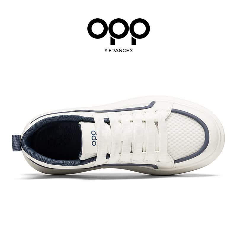 OPP男鞋夏季透气2026新款经典板鞋男男士小白鞋百搭休闲鞋厚底增高鞋 米蓝色 单层 44