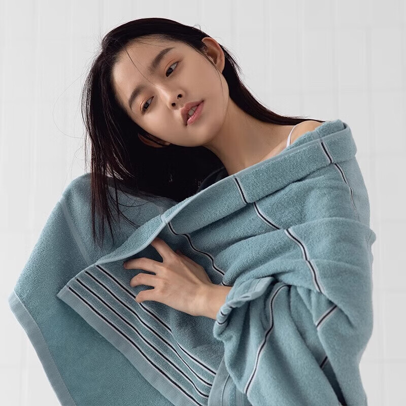 洁丽雅（grace）纯棉浴巾不掉毛家用情侣款夏季洗澡全棉吸水速干大毛巾裹巾 1条【米色】（A类新疆棉140*70CM）