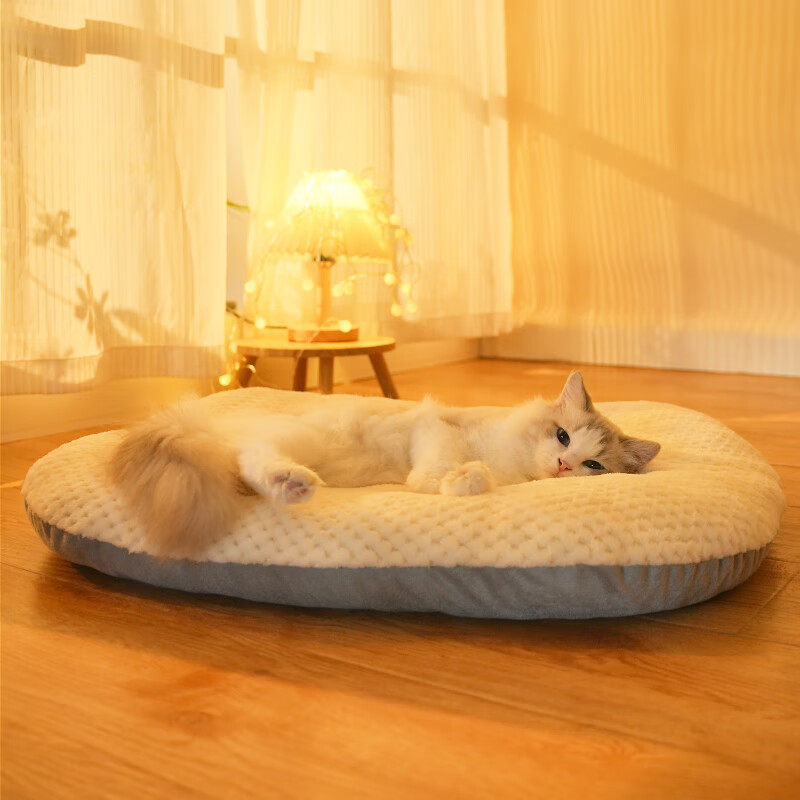 梵都宠舍狗窝垫子睡垫加厚加绒可水洗猫床垫冬季保暖猫咪睡觉用垫子小号