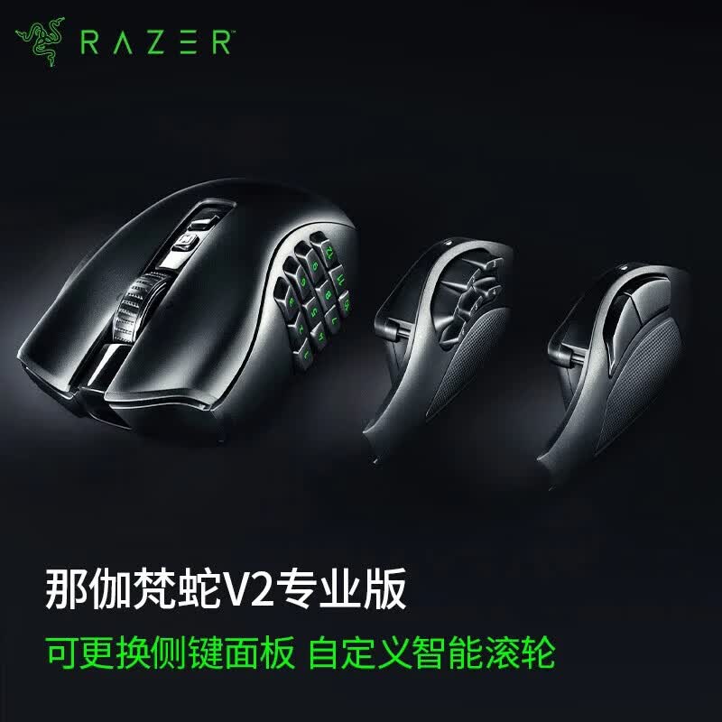 雷蛇(Razer)那伽梵蛇V2Pro专业版可更换侧键MMORPG电脑游戏无线鼠标 那伽梵蛇V2专业版