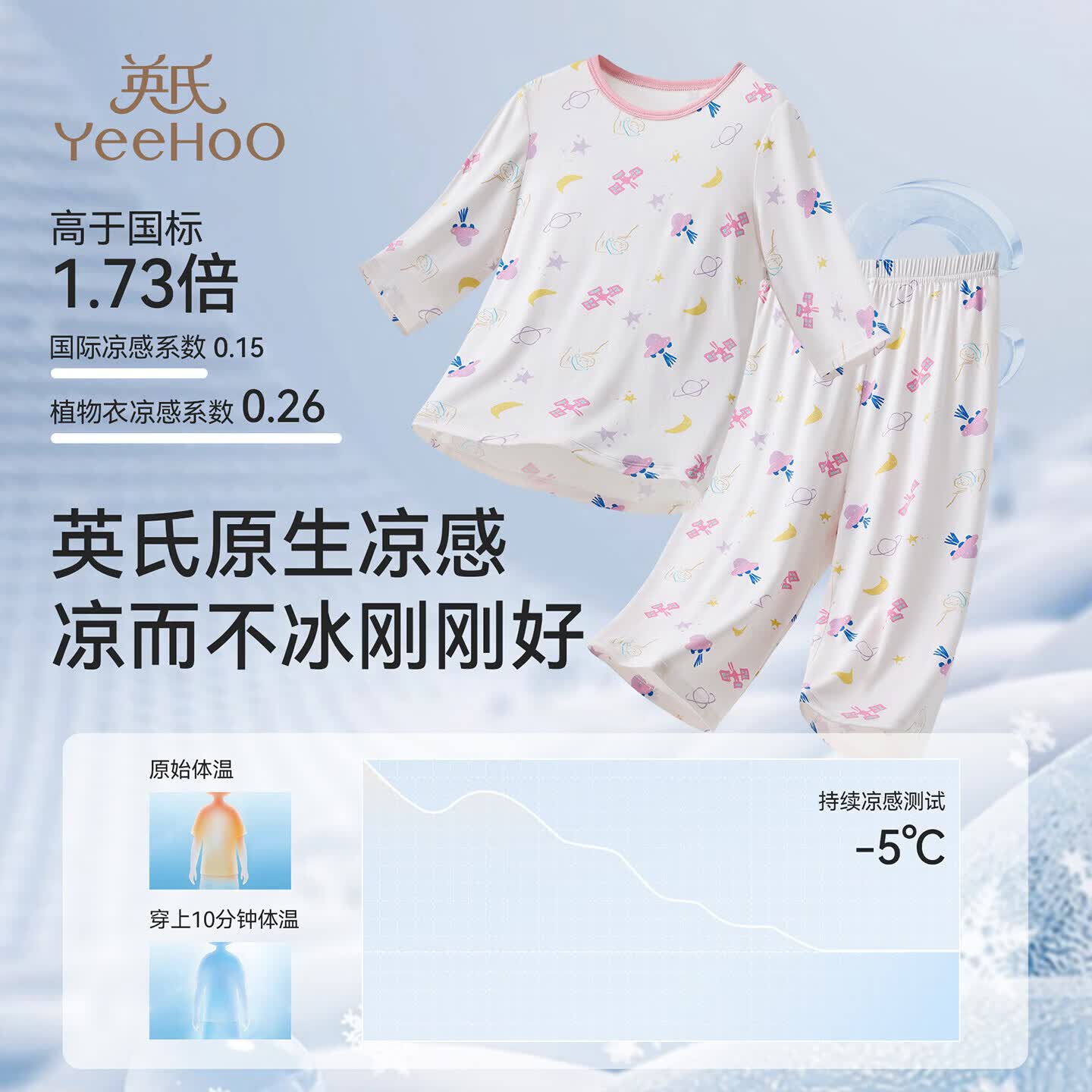 英氏(YEEHOO)夏季10A6-12岁女童睡衣冰丝莫代尔耐机洗儿童睡裙纯棉家居服裙子 粉色世界 【叶片纹路导湿速干柔软不闷汗着凉】 120 【建议身高105-125CM】