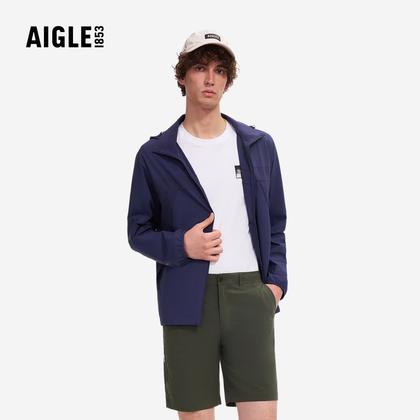 AIGLE【26年春夏新品】艾高男士户外防泼水凉感轻量防晒夹克外套BU26 孔雀蓝 BU261 M (175/92A)