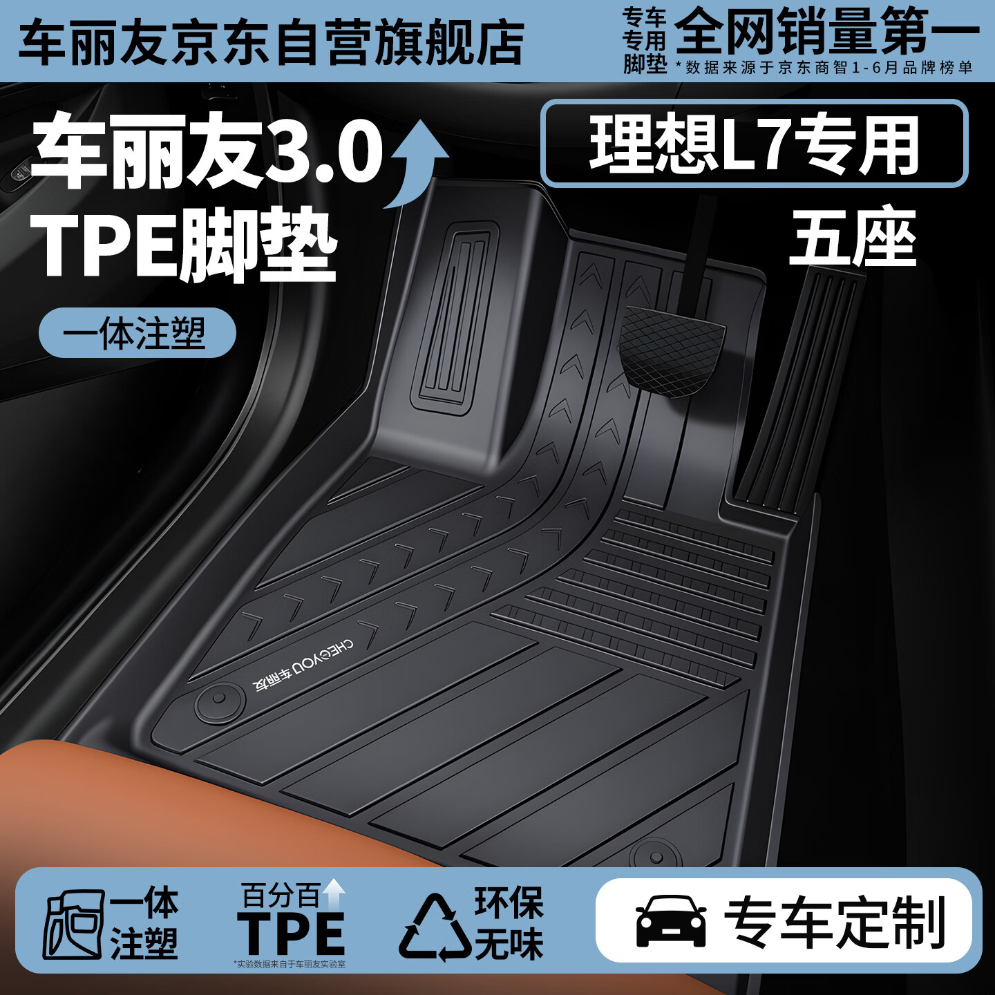 车丽友定制注塑全TPE汽车脚垫适用于24-26款理想L7五座后备箱垫配件