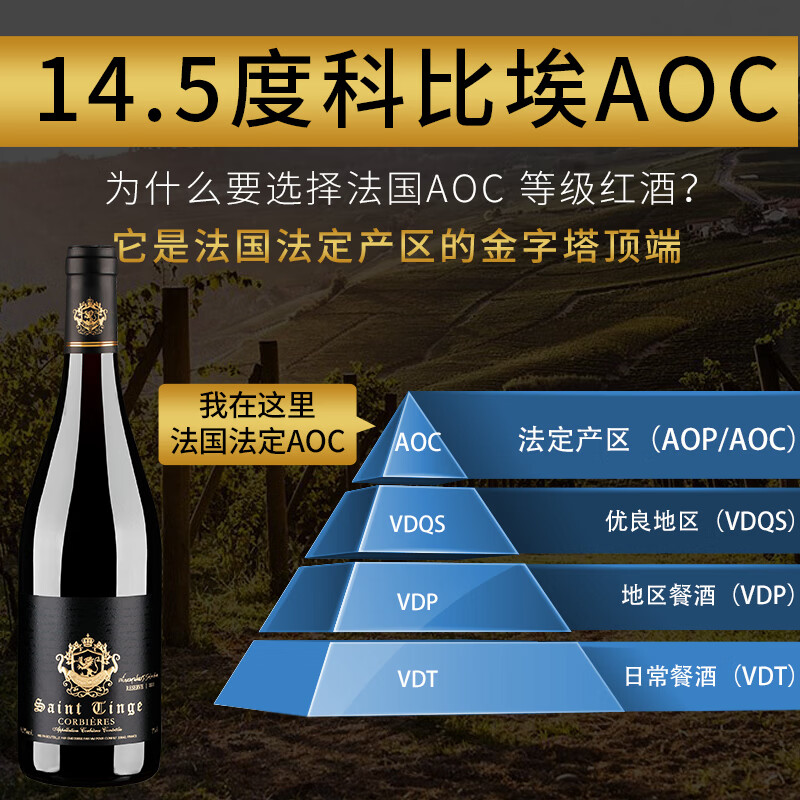 SAINT TINGE法国原瓶进口红酒干红葡萄酒结婚宴请春节新年送礼拜访 【金奖】法国原瓶进口红酒750ml*2瓶
