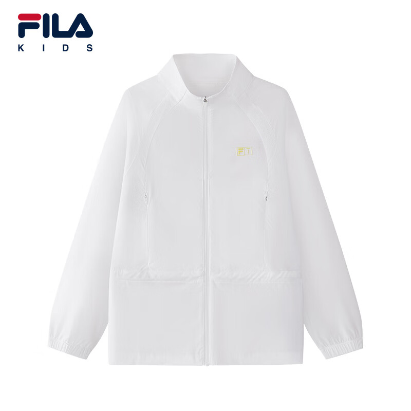 FILA 斐乐童装女大童梭织外套2026夏季新款儿童高尔夫运动上衣 玉石白-WT 165