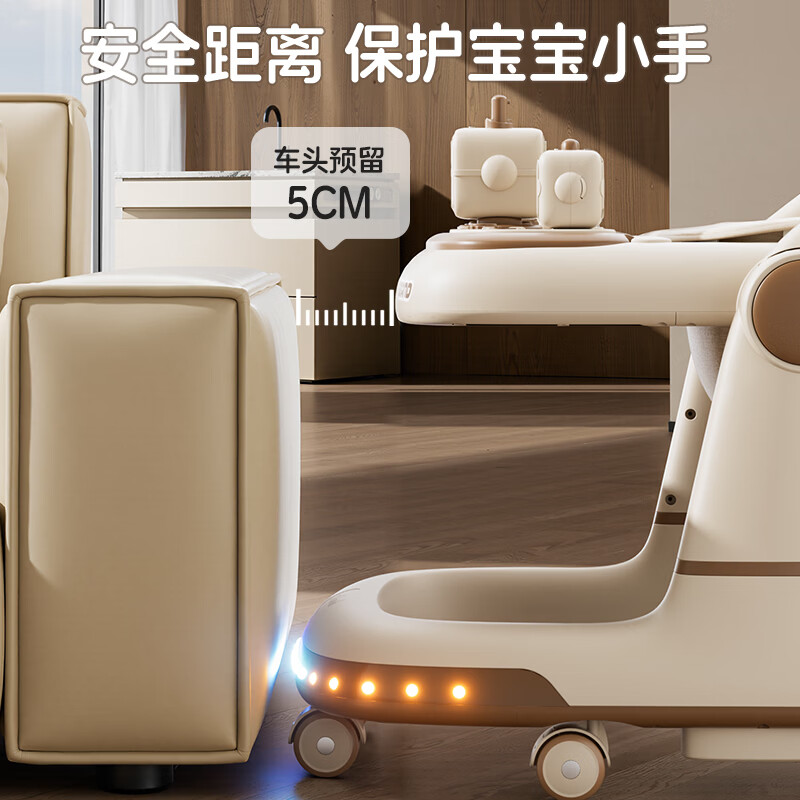 顽皮熊2026新款学步车防O型腿小孩幼儿宝宝多功能儿童可折叠宝宝手推车 968卡其棕顶配款【餐盘+音乐盘+氛围灯光+手推+垫+棚】