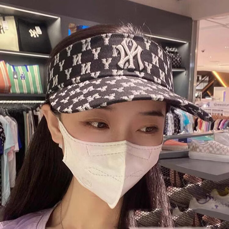 NY空顶帽夏季户外运动NY帽子新款遮阳透气太阳帽男女休闲帽子潮 空顶帽满印黑色 均码 单帽
