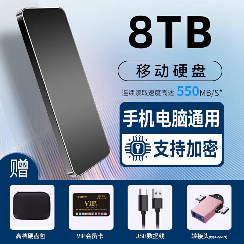 闪迪 SanDisk通用移动硬盘固态存储4T高速8T读写便携外接扩容硬盘手机电脑平板 银色高速传输+三年只换不修 20T