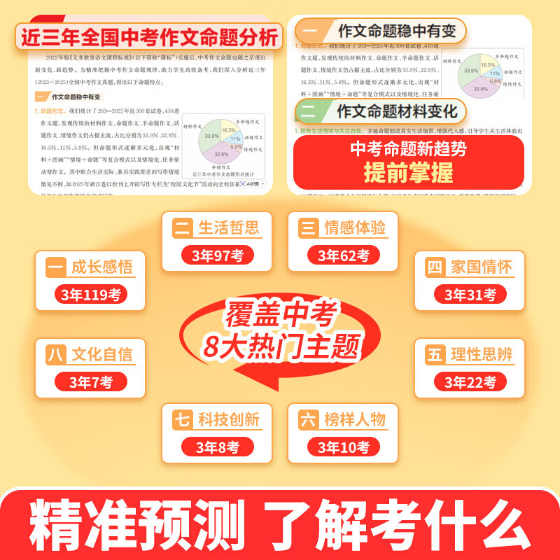 当当一本2026中考作文热点预测中考作文素材中考语文英语满分作文范文作文模板初一初二初三中考语文英语复习资料初中教辅作文书 【冲刺中考】语文+英语作文热点预测