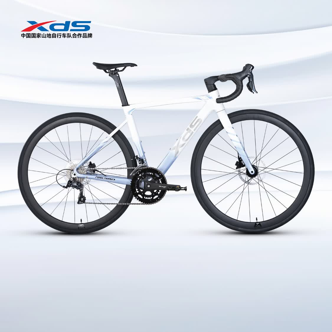 喜德盛（xds）公路自行车26款RS380进阶空气力学隐藏式走线2x9速变速线拉油碟 云晶白 700C*510（建议身高168-174）